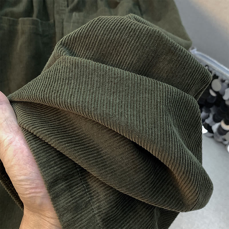 Pantaloni harem in velluto a coste di cotone con coulisse e tasche, da donna, Buddha Stones, autunnali, in tinta unita - image 12