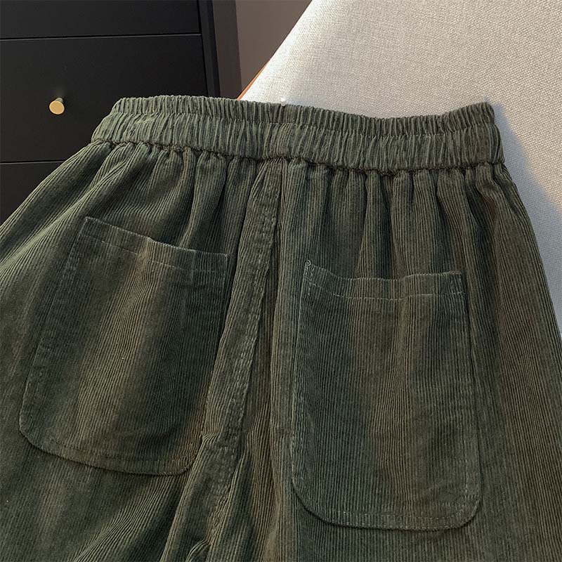 Pantaloni harem in velluto a coste di cotone con coulisse e tasche, da donna, Buddha Stones, autunnali, in tinta unita - image 11