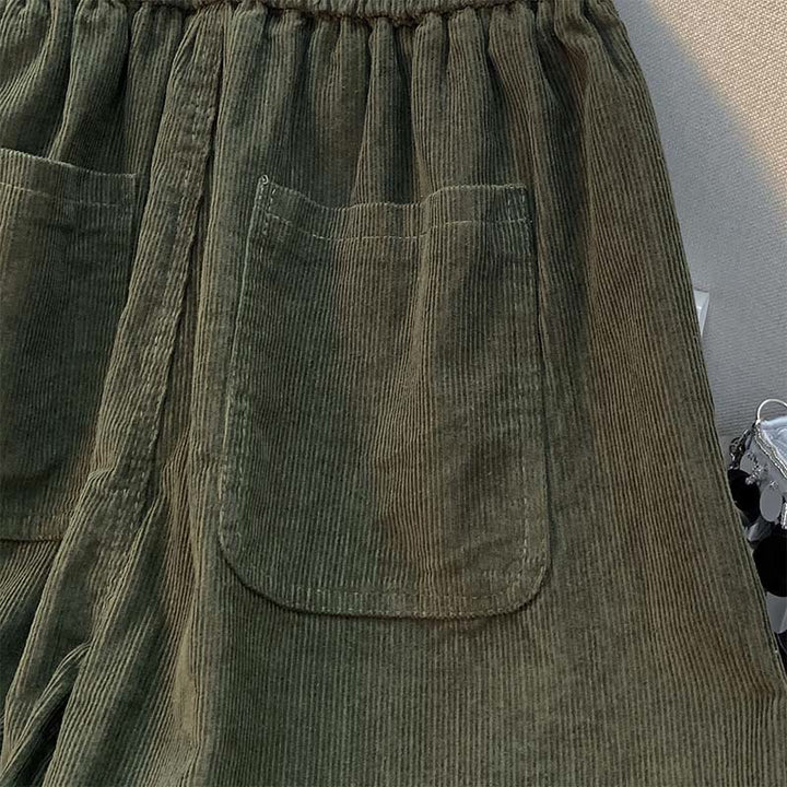 Pantaloni harem in velluto a coste di cotone con coulisse e tasche, da donna, Buddha Stones, autunnali, in tinta unita - image 10