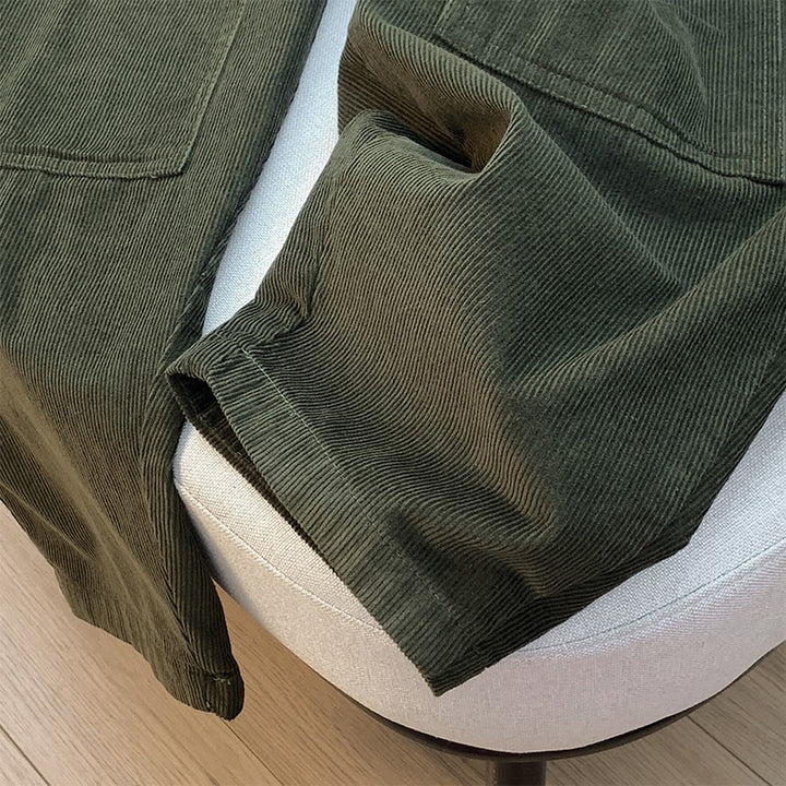 Pantaloni harem in velluto a coste di cotone con coulisse e tasche, da donna, Buddha Stones, autunnali, in tinta unita - image 13