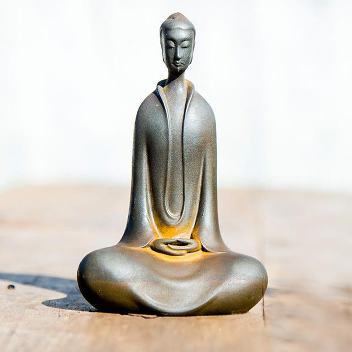 Buddha Stones Fatto a Mano Buddha Sakyamuni Polvere di Ferro Ruggine Statua in Resina Decorazione per la Casa - Buddha Sakyamuni ruggine 11,5*7,4*4,5 cm - image 14