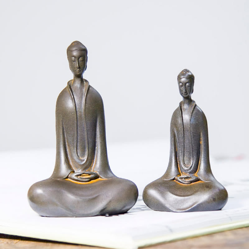 Buddha Stones Fatto a Mano Buddha Sakyamuni Polvere di Ferro Ruggine Statua in Resina Decorazione per la Casa - image 24