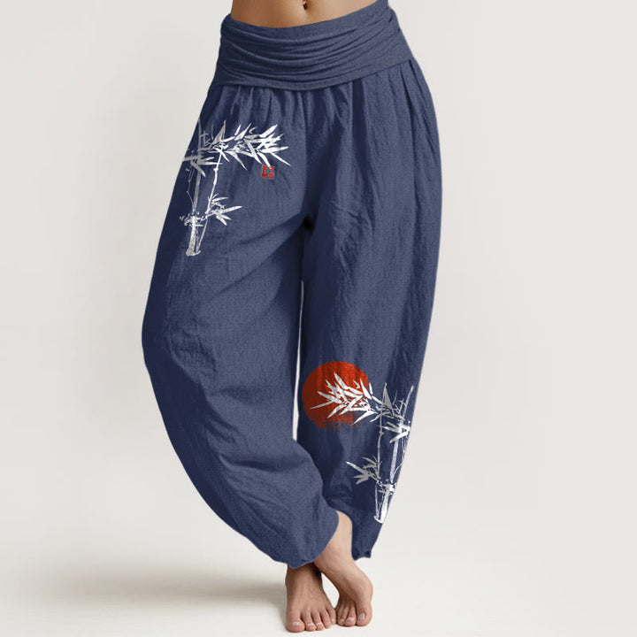 Pantaloni harem da donna in puro cotone con elastico in vita, motivo sole rosso, motivo Buddha Stones - Blu ardesia scuro - US22, UK/AU26, EU54 (6XL) - image 8