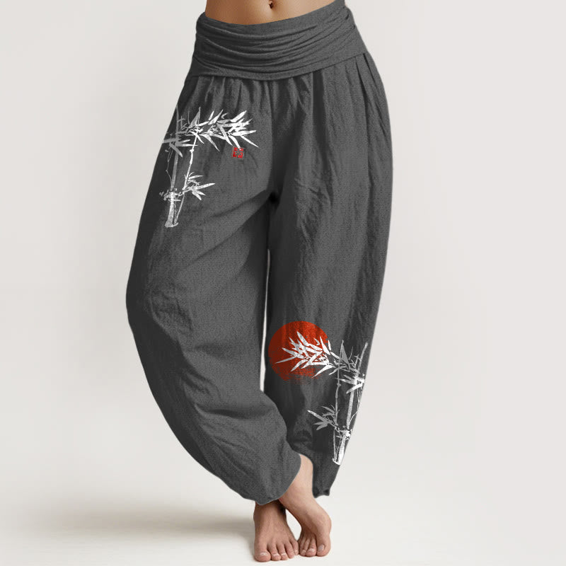 Pantaloni harem da donna in puro cotone con elastico in vita, motivo sole rosso, motivo Buddha Stones - Grigio tenue - US22, UK/AU26, EU54 (6XL) - image 11