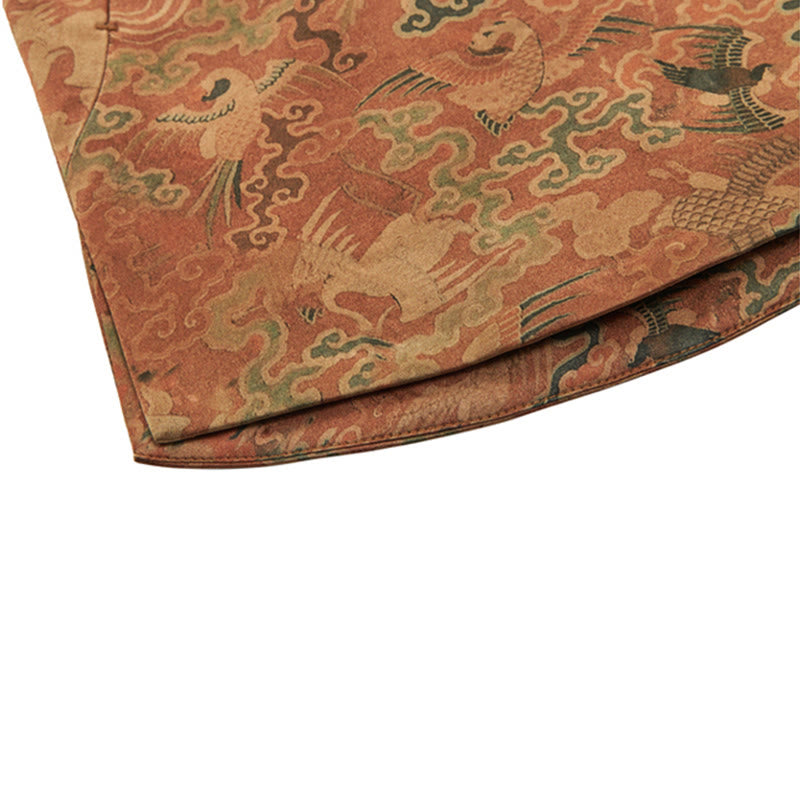 Giacca da uomo a maniche lunghe con motivo "Fenice Nuvole di Buon Auspicio" in seta di gelso 100% Buddha Stones, 30 momme - image 9