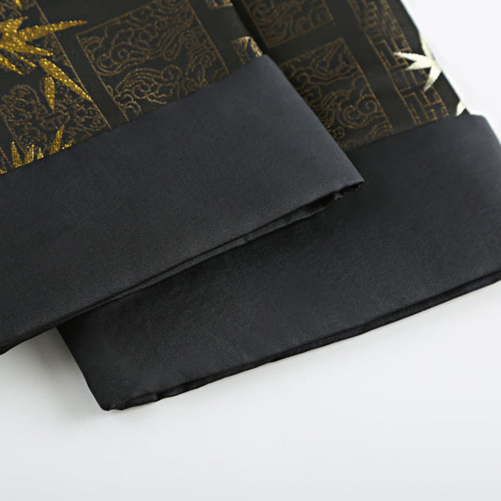 Giacca da uomo a maniche lunghe con bottoni a rana in jacquard di bambù dorato Buddha Stones con tasche - image 10