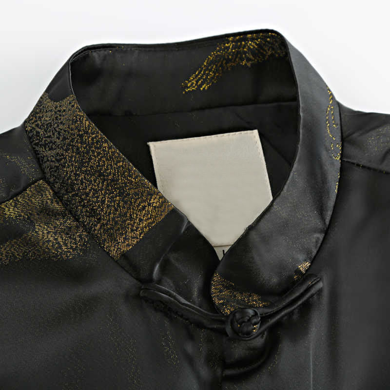 Giacca da uomo a maniche lunghe con bottoni a forma di rana, tinta in oro Buddha Stones e tasche - image 4