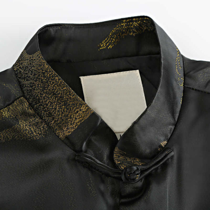 Giacca da uomo a maniche lunghe con bottoni a forma di rana, tinta in oro Buddha Stones e tasche - image 4