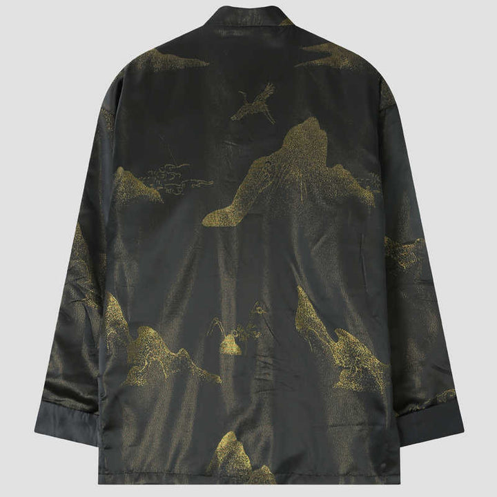 Giacca da uomo a maniche lunghe con bottoni a forma di rana, tinta in oro Buddha Stones e tasche - image 1