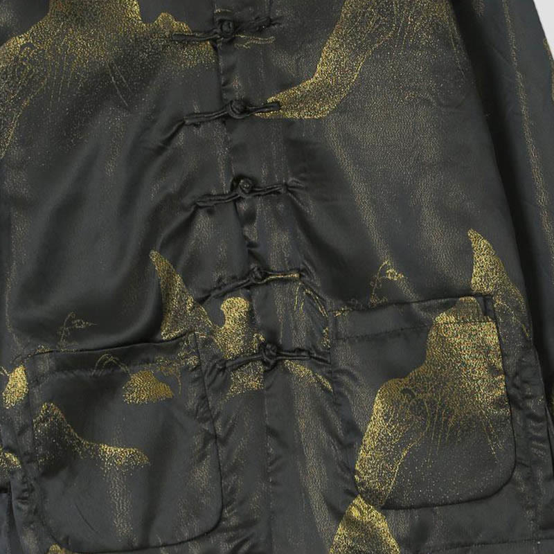 Giacca da uomo a maniche lunghe con bottoni a forma di rana, tinta in oro Buddha Stones e tasche - image 3