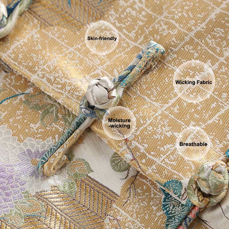 Giacca da uomo a maniche lunghe con bottoni a rana, motivo : Buddha Stones Mandarin Duck Peony Flower e tasche - image 5