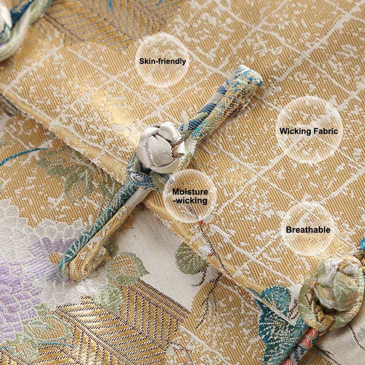 Giacca da uomo a maniche lunghe con bottoni a rana, motivo : Buddha Stones Mandarin Duck Peony Flower e tasche - image 5