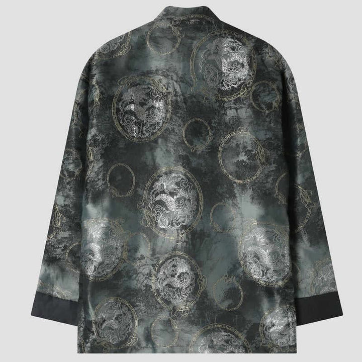 Giacca da uomo a maniche lunghe con bottoni a forma di rana e tasche, motivo Buddha Stones Kirin Mountains - image 1