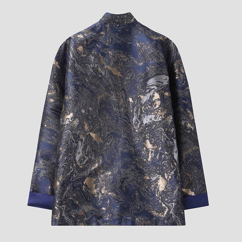 Giacca da uomo a maniche lunghe con bottoni a rana, con tasche, Buddha Stones Blue Water Mountains - image 2
