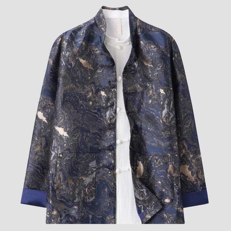 Giacca da uomo a maniche lunghe con bottoni a rana, con tasche, Buddha Stones Blue Water Mountains - SteelBlue - US/UK/AU44, EU54 (4XL) - image 0