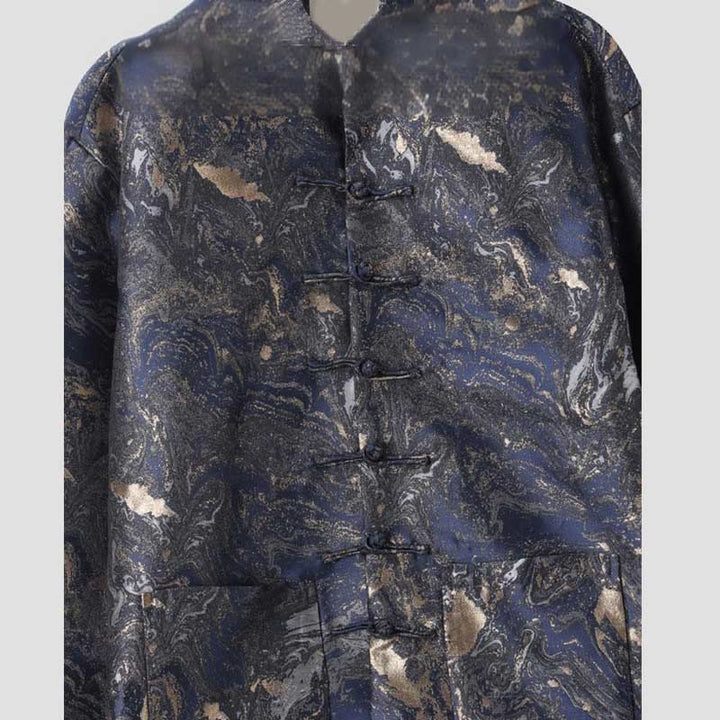 Giacca da uomo a maniche lunghe con bottoni a rana, con tasche, Buddha Stones Blue Water Mountains - image 3