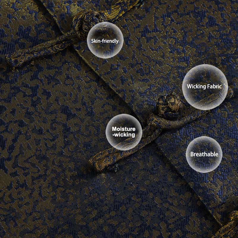 Giacca da uomo a maniche lunghe con bottoni a rana, tasche e motivo Buddha Stones Golden Desert Blue Flowers - image 6