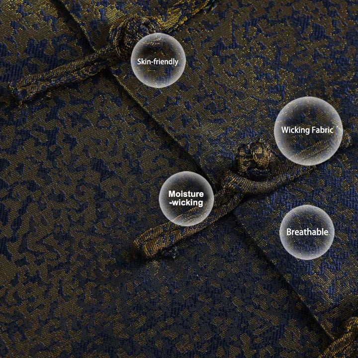 Giacca da uomo a maniche lunghe con bottoni a rana, tasche e motivo Buddha Stones Golden Desert Blue Flowers - image 6