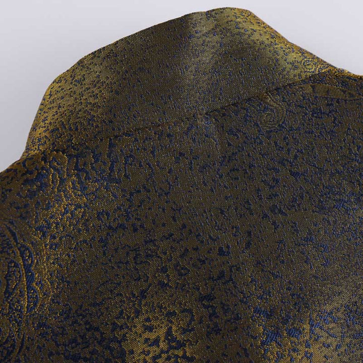 Giacca da uomo a maniche lunghe con bottoni a rana, tasche e motivo Buddha Stones Golden Desert Blue Flowers - image 5