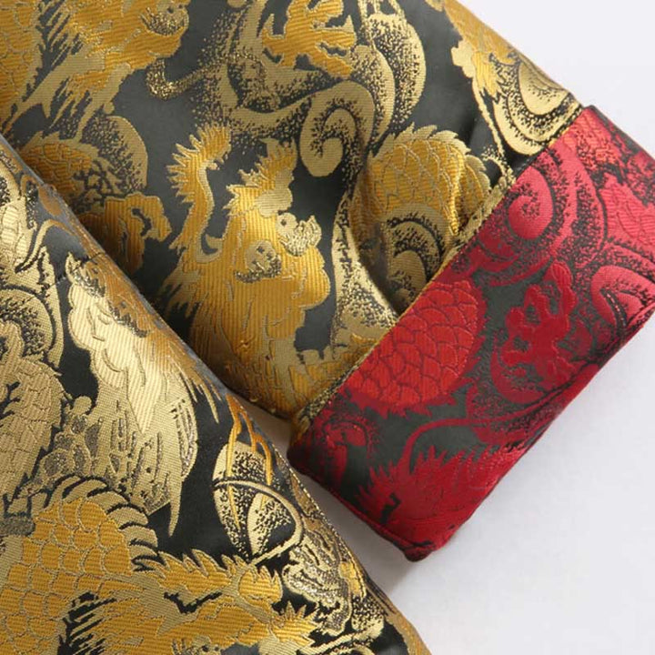 Giacca da uomo a maniche lunghe con tasche, motivo drago invernale in jacquard con bottoni a rana Buddha Stones - image 9
