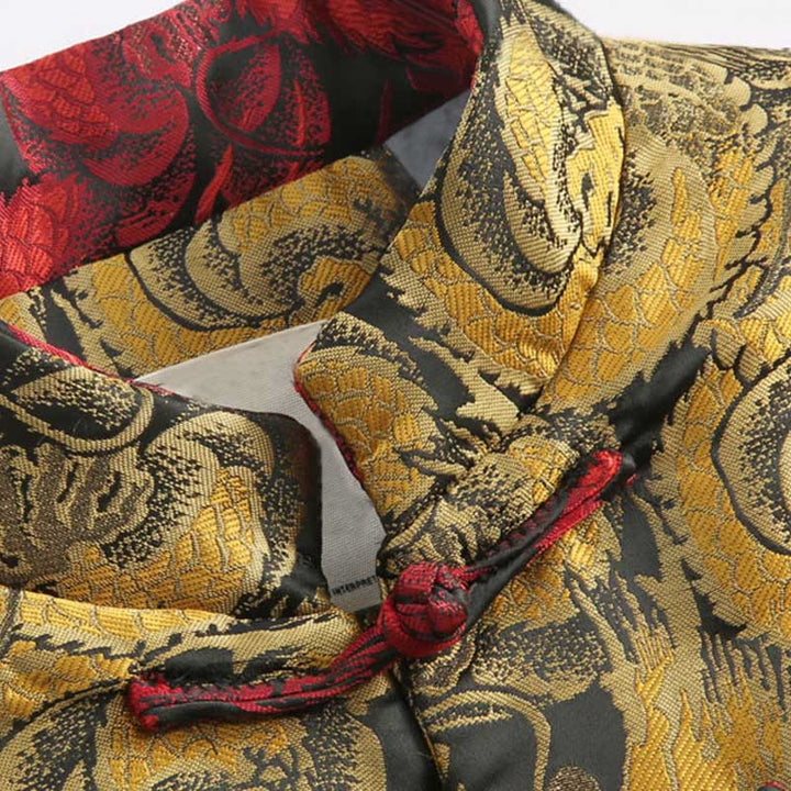 Giacca da uomo a maniche lunghe con tasche, motivo drago invernale in jacquard con bottoni a rana Buddha Stones - image 4