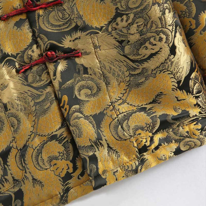 Giacca da uomo a maniche lunghe con tasche, motivo drago invernale in jacquard con bottoni a rana Buddha Stones - image 8