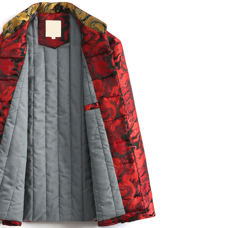 Giacca da uomo a maniche lunghe con tasche, motivo drago invernale in jacquard con bottoni a rana Buddha Stones - image 17