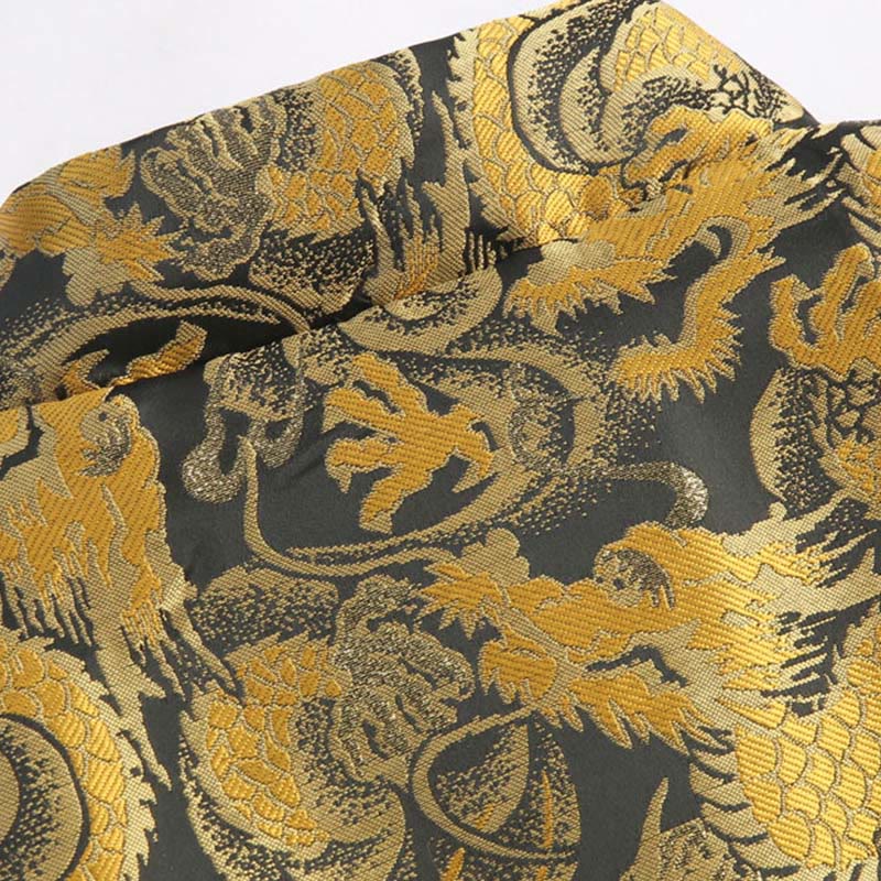 Giacca da uomo a maniche lunghe con tasche, motivo drago invernale in jacquard con bottoni a rana Buddha Stones - image 5