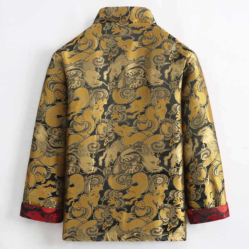 Giacca da uomo a maniche lunghe con tasche, motivo drago invernale in jacquard con bottoni a rana Buddha Stones - image 2