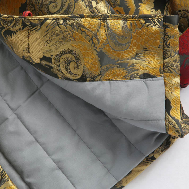 Giacca da uomo a maniche lunghe con tasche, motivo drago invernale in jacquard con bottoni a rana Buddha Stones - image 12