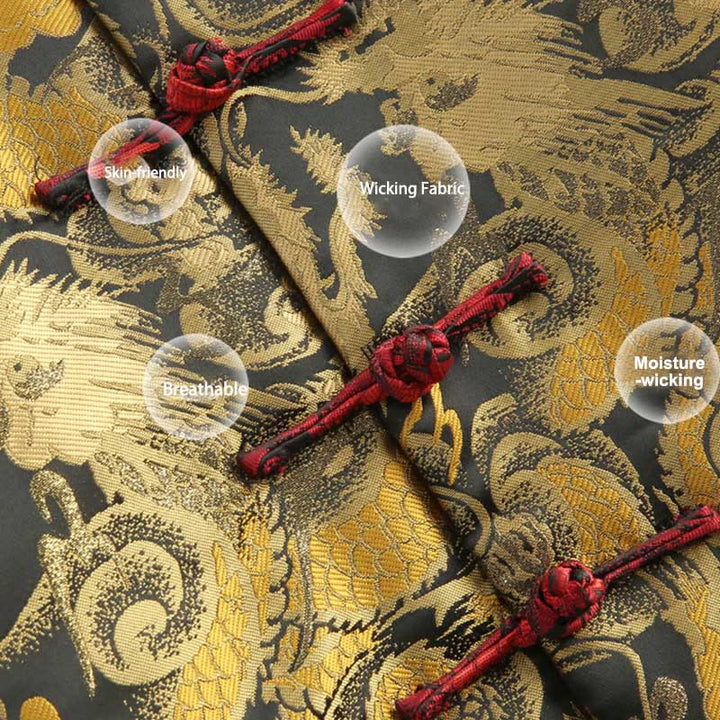 Giacca da uomo a maniche lunghe con tasche, motivo drago invernale in jacquard con bottoni a rana Buddha Stones - image 6