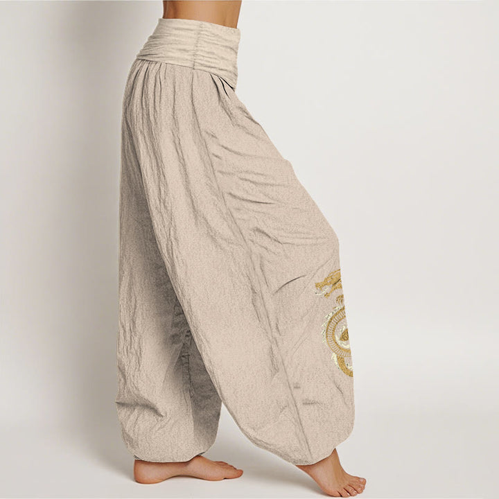 Pantaloni harem da donna con elastico in vita e motivo drago in puro cotone Buddha Stones - image 12