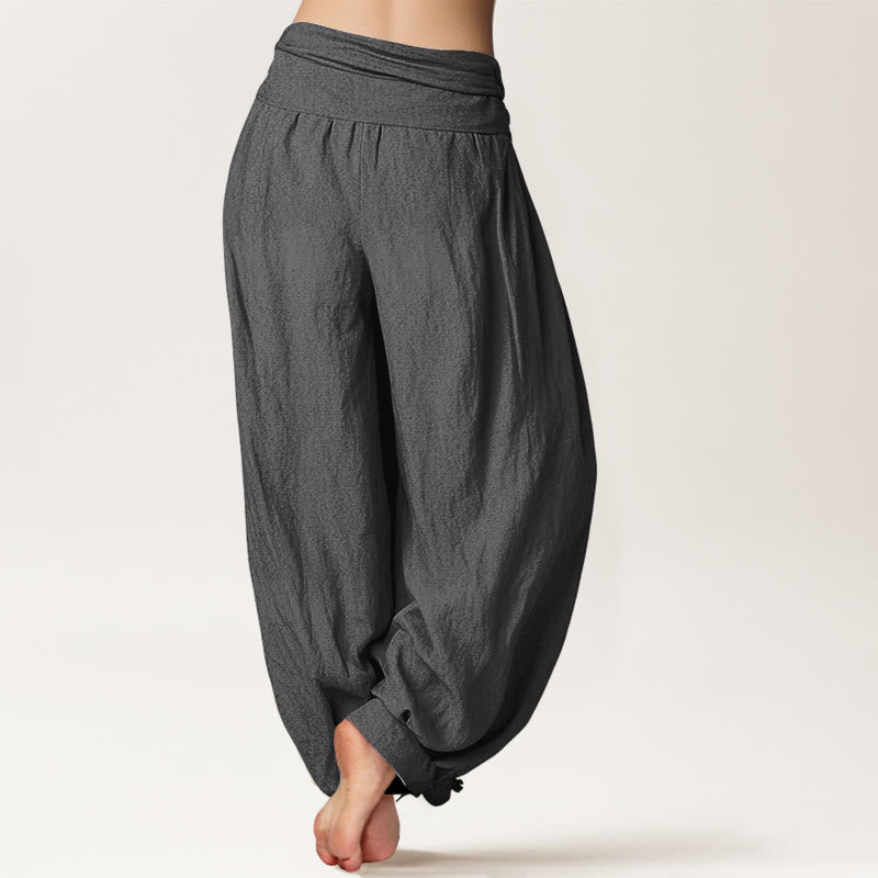 Pantaloni harem in cotone con elastico in vita, motivo floreale, motivo Buddha Stones Dragon Clouds di buon auspicio da donna - image 10