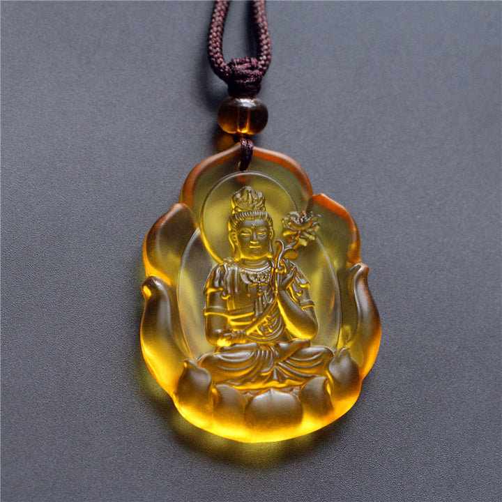 Buddha Stones con ciondolo di protezione del Buddha in cristallo Liuli, simbolo dello zodiaco cinese, simbolo del Buddha natale - Cavallo-Mahasattva Bodhisattva - image 0