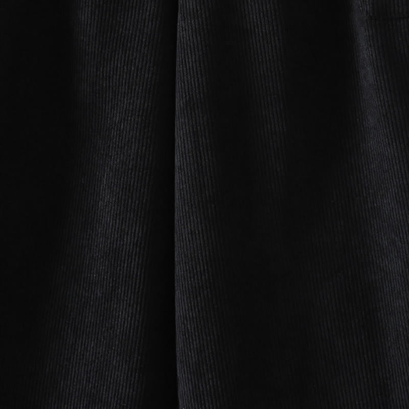 Pantaloni da donna in velluto a coste di cotone con tasche e gamba larga, foderati in pile, a vita alta, con Buddha Stones - image 12