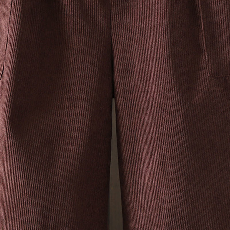 Pantaloni da donna in velluto a coste di cotone con tasche e gamba larga, foderati in pile, a vita alta, con Buddha Stones - image 6