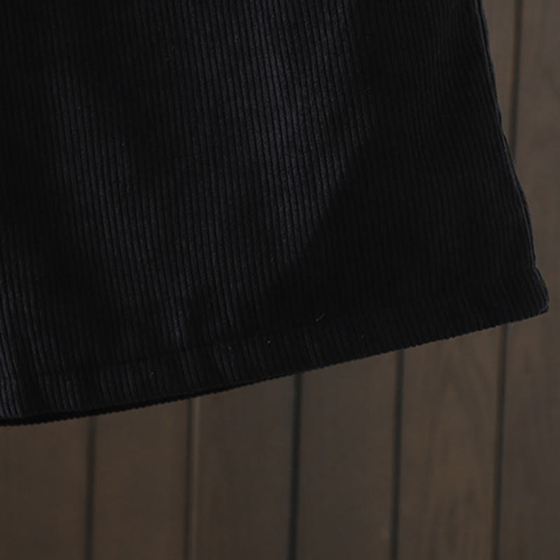 Pantaloni da donna in velluto a coste di cotone con tasche e gamba larga, foderati in pile, a vita alta, con Buddha Stones - image 14