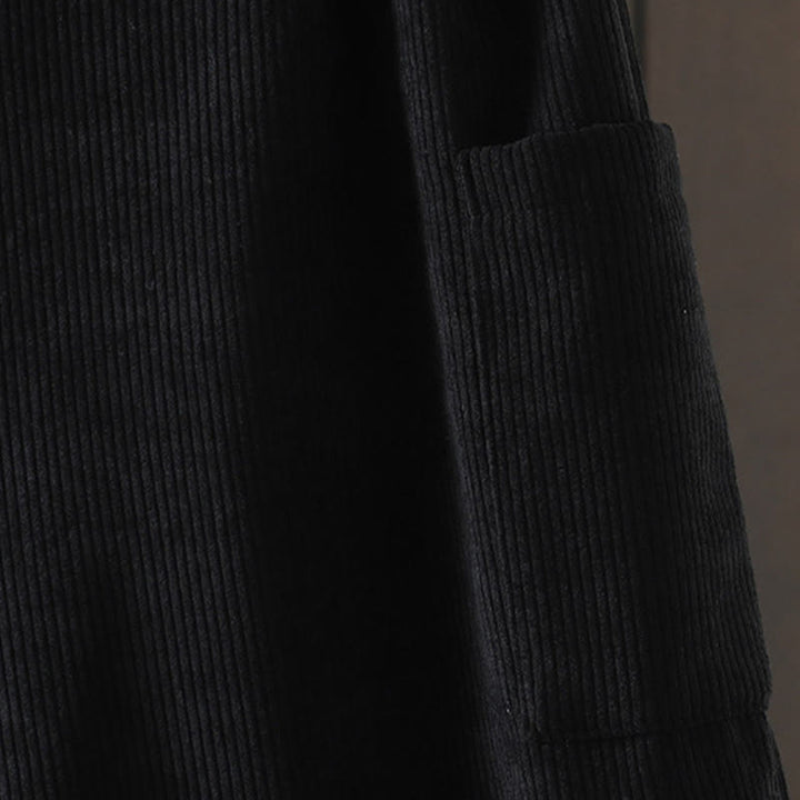 Pantaloni da donna in velluto a coste di cotone con tasche e gamba larga, foderati in pile, a vita alta, con Buddha Stones - image 13