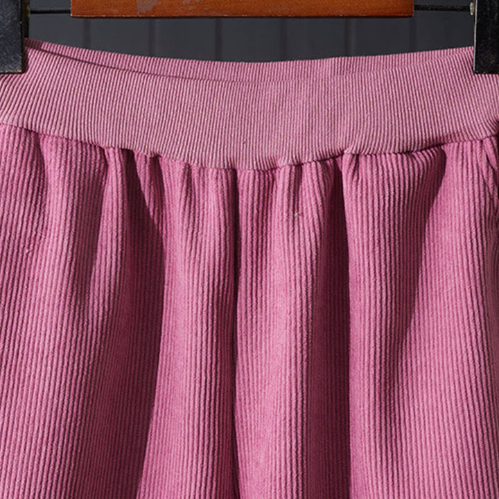 Pantaloni invernali da donna in velluto a coste con gamba larga, foderati in pile termico e tasche , Buddha Stones - image 3