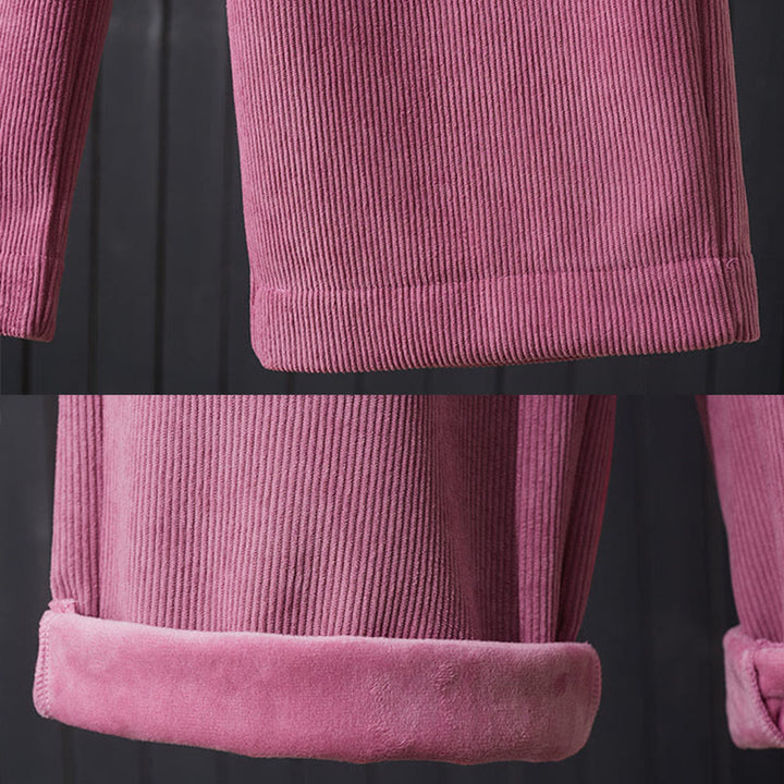 Pantaloni invernali da donna in velluto a coste con gamba larga, foderati in pile termico e tasche , Buddha Stones - image 7