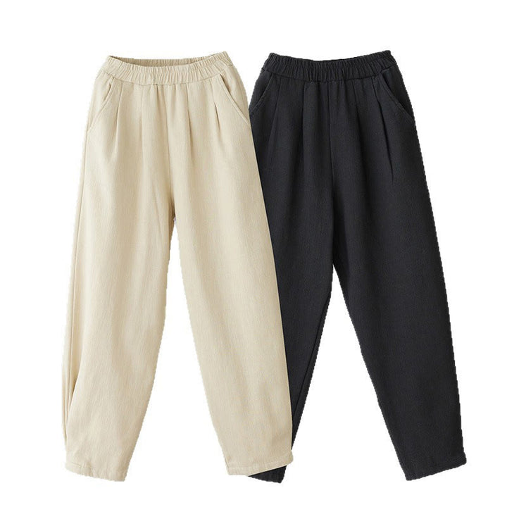 Pantaloni invernali da donna Buddha Stones in pile termico di cotone con tasche e lunghezza alla caviglia - image 12
