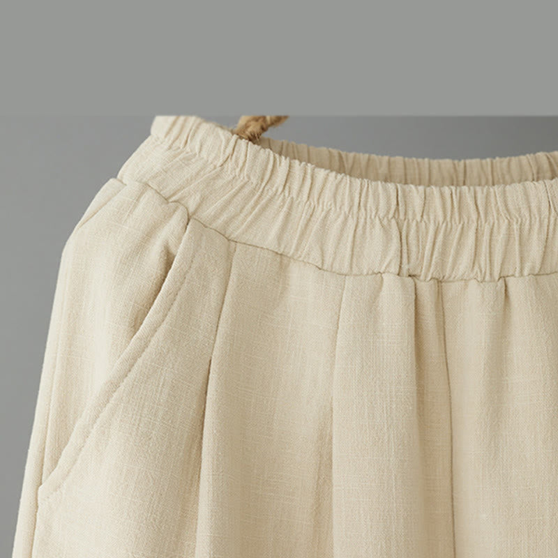 Pantaloni invernali da donna Buddha Stones in pile termico di cotone con tasche e lunghezza alla caviglia - image 3