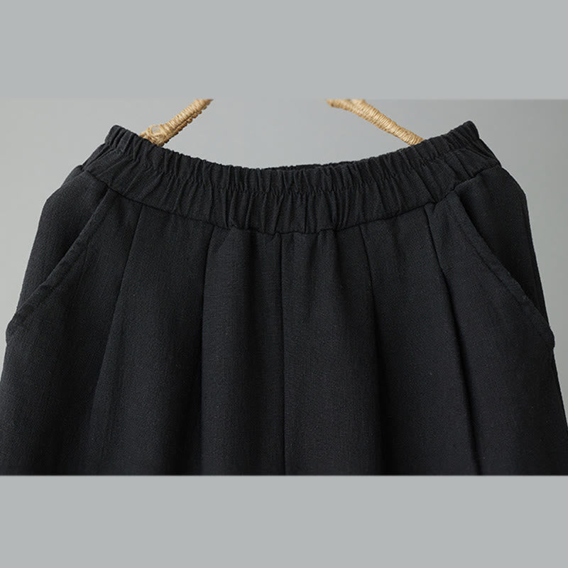 Pantaloni invernali da donna Buddha Stones in pile termico di cotone con tasche e lunghezza alla caviglia - image 8