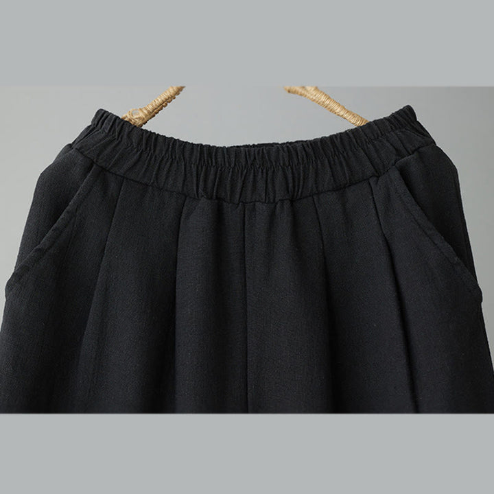 Pantaloni invernali da donna Buddha Stones in pile termico di cotone con tasche e lunghezza alla caviglia - image 8