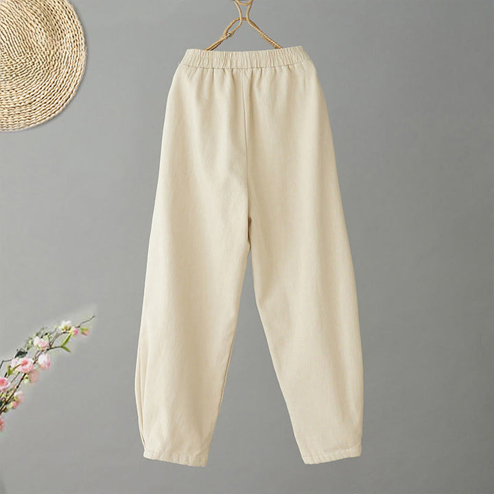 Pantaloni invernali da donna Buddha Stones in pile termico di cotone con tasche e lunghezza alla caviglia - image 1