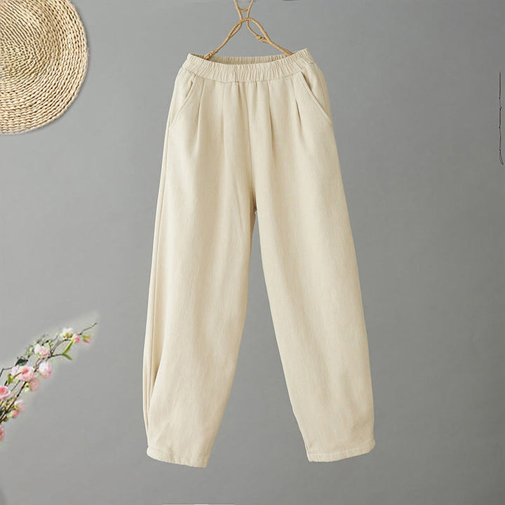 Pantaloni invernali da donna Buddha Stones in pile termico di cotone con tasche e lunghezza alla caviglia - Verga d'oro chiaraGiallo - US8-10, UK/AU12-14, EU40-42 (2XL) - image 0