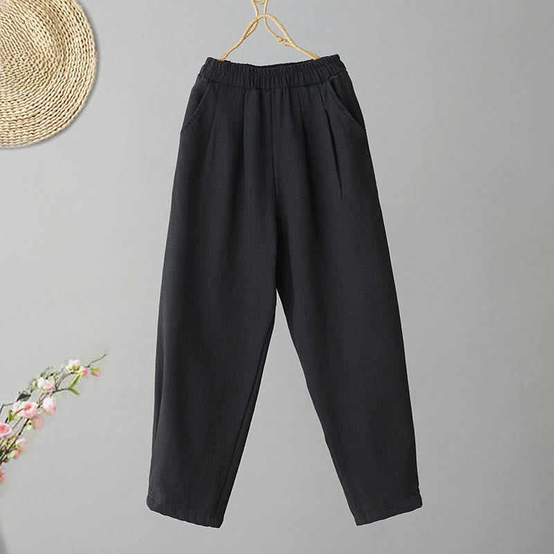 Pantaloni invernali da donna Buddha Stones in pile termico di cotone con tasche e lunghezza alla caviglia - Nero - US8-10, UK/AU12-14, EU40-42 (2XL) - image 6