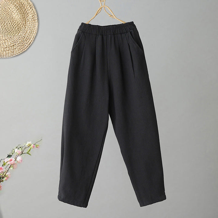 Pantaloni invernali da donna Buddha Stones in pile termico di cotone con tasche e lunghezza alla caviglia - Nero - US8-10, UK/AU12-14, EU40-42 (2XL) - image 6