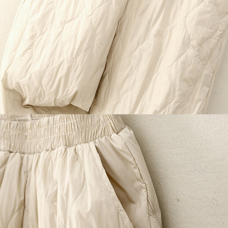 Pantaloni termici invernali da donna in cotone tinta unita Buddha Stones con tasche - image 5