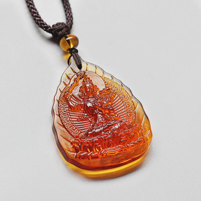Collana con ciondolo a forma di foglia, in cristallo Liuli, con Buddha Stones , zodiaco cinese, Buddha natale, protezione - Coniglio-Manjushri Bodhisattva - image 2